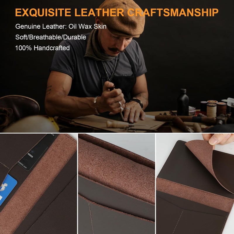 Kicoroiny Full Grain Leather AirTag Passport Holder Wallet Cover for Men and Women Travel, Passport Holder with AirTag Slot Passport Wallet, Travel Essentials Genuine Leather Passport Cover Gifts (Blue) - Image 4